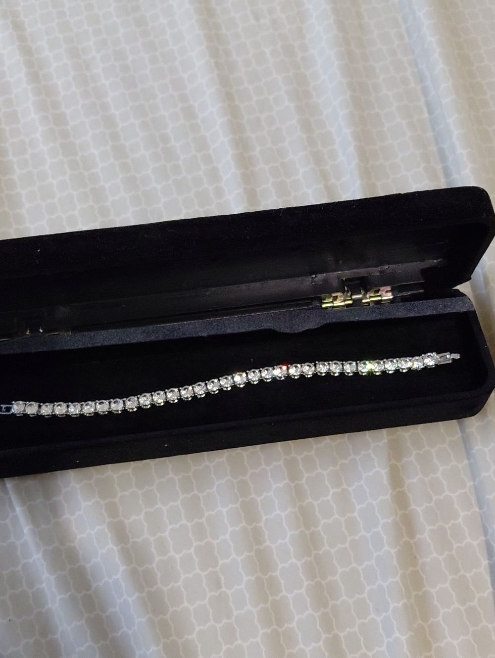 Silver Crystal Tennis Bracelet - Elegant Women's Jewelry